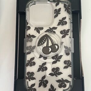PopSocket Clear iPhone 14 Pro MagSafe Case with Black Cherry Design